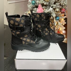 Guess Black and Brown Lace-Up Ankle Boots